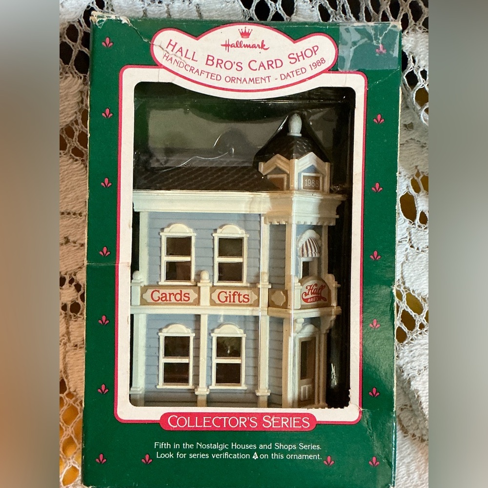 Hallmark Keepsake Ornament Vintage 1988 Hall Bros Card Shop Nostalgic Series